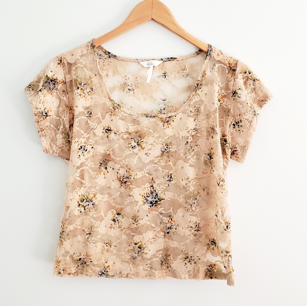 Kirra nude floral lace top xsmall